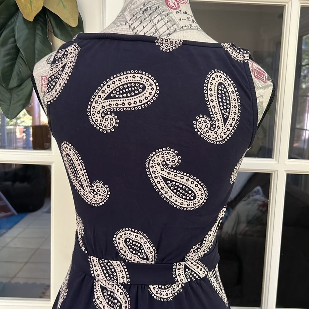 Boden short sleeves Navy Blue Paisley Women’s midi Dress Size 4 - Picture 4 of 8